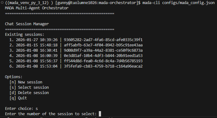 CLI Session Selection