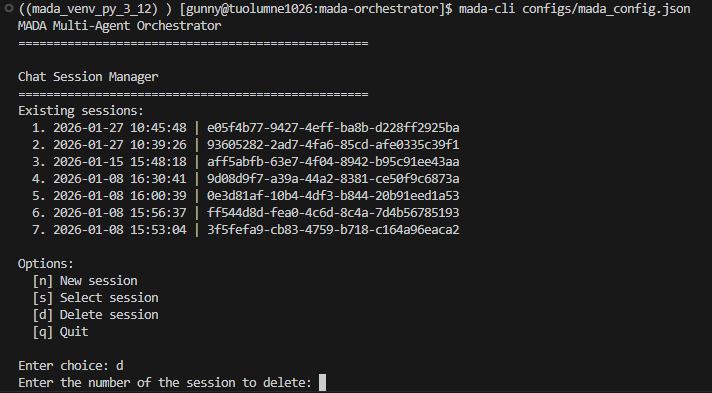 CLI Session Deletion